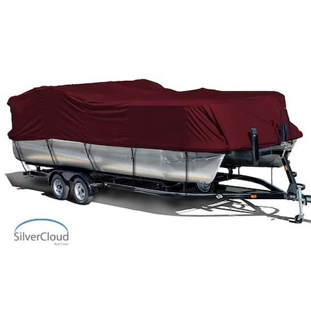 Eevelle Silvercloud Boat Cover PONTOON Rails Inboard 24' 6in. L 102in. W Burgundy SCPONBP24102-BRG